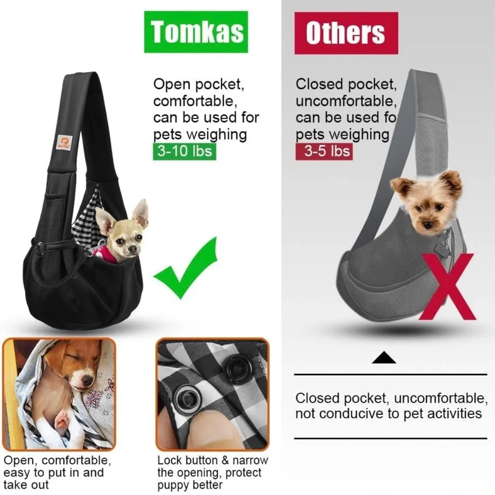 Tomkas Dog Carrier Sling for small cats and dogs.
